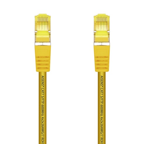 AISENS Cable De Red Latiguillo RJ45 LSZH Cat.7 600 MHz S FTP PIMF AWG26, Amarillo, 25 cm