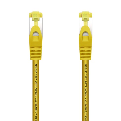 AISENS Cable De Red Latiguillo RJ45 LSZH Cat.7 600 MHz S FTP PIMF AWG26, Amarillo, 25 cm