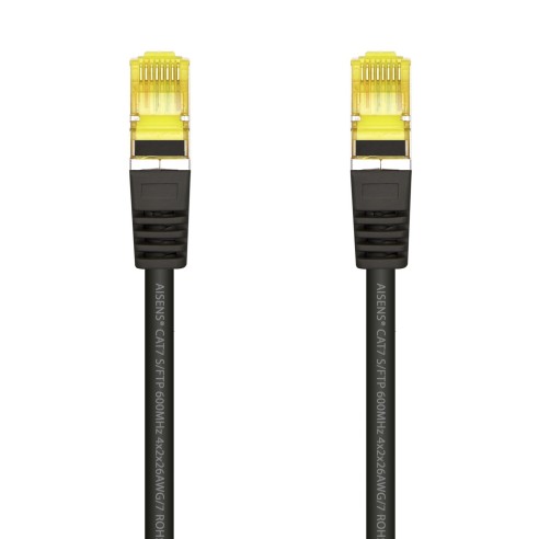 AISENS Cable De Red Latiguillo RJ45 LSZH Cat.7 600 MHz S FTP PIMF AWG26, Negro, 1.0 m