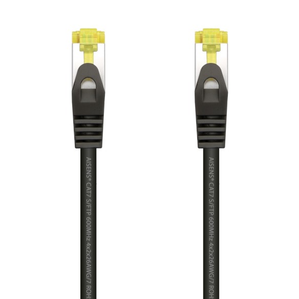 AISENS Cable De Red Latiguillo RJ45 LSZH Cat.7 600 MHz S FTP PIMF AWG26, Negro, 1.0 m