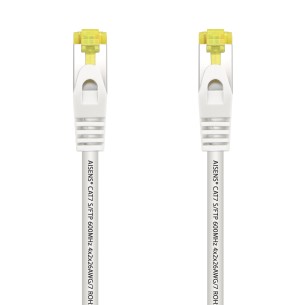 AISENS Cable De Red Latiguillo RJ45 LSZH Cat.7 600 MHz S FTP PIMF AWG26, Blanco, 0.5 m