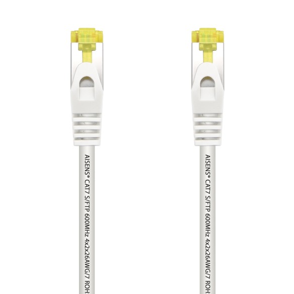 AISENS Cable De Red Latiguillo RJ45 LSZH Cat.7 600 MHz S FTP PIMF AWG26, Blanco, 0.5 m