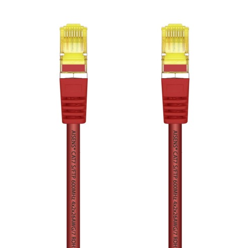 AISENS Cable De Red Latiguillo RJ45 LSZH Cat.7 600 MHz S FTP PIMF AWG26, Rojo, 0.5 m