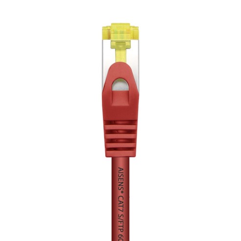 AISENS Cable De Red Latiguillo RJ45 LSZH Cat.7 600 MHz S FTP PIMF AWG26, Rojo, 0.5 m