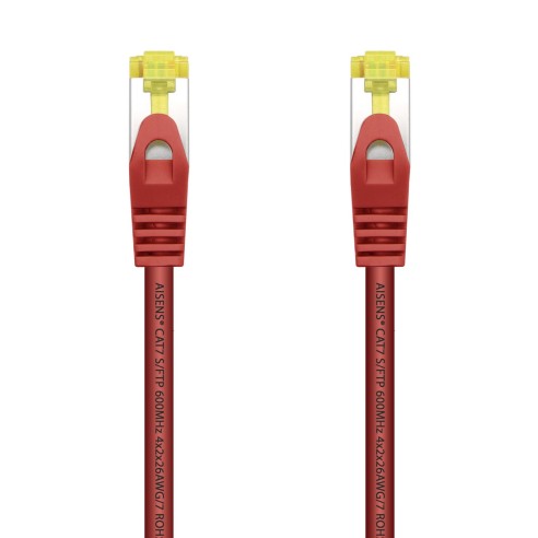 AISENS Cable De Red Latiguillo RJ45 LSZH Cat.7 600 MHz S FTP PIMF AWG26, Rojo, 0.5 m