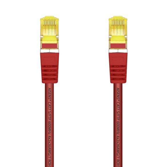 AISENS Cable De Red Latiguillo RJ45 LSZH Cat.7 600 MHz S FTP PIMF AWG26, Rojo, 1.0 m