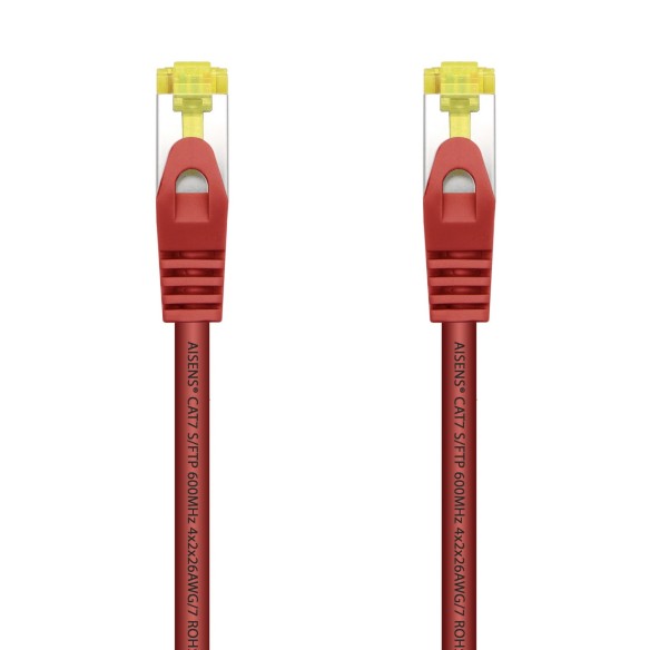 AISENS Cable De Red Latiguillo RJ45 LSZH Cat.7 600 MHz S FTP PIMF AWG26, Rojo, 1.0 m