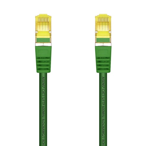AISENS Cable De Red Latiguillo RJ45 LSZH Cat.7 600 MHz S FTP PIMF AWG26, Verde, 1.0 m