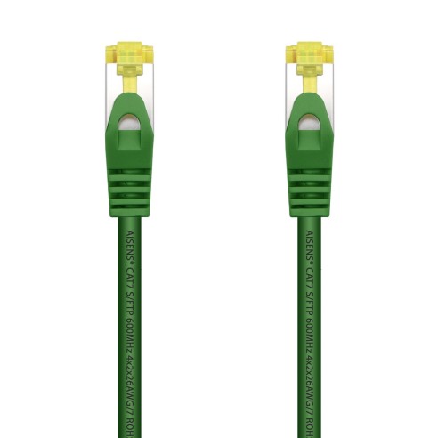 AISENS Cable De Red Latiguillo RJ45 LSZH Cat.7 600 MHz S FTP PIMF AWG26, Verde, 1.0 m