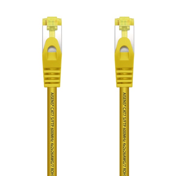 AISENS Cable De Red Latiguillo RJ45 LSZH Cat.7 600 MHz S FTP PIMF AWG26, Amarillo, 0.5 m